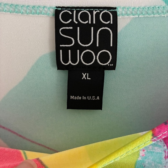 Clara Sun Woo Multicolored Floral Blouse With Knot Tie XL - Picture 5 of 6